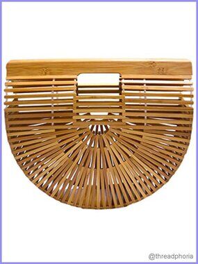 Bamboo Handbag Handmade Large Tote Straw Beach Bag Satchel